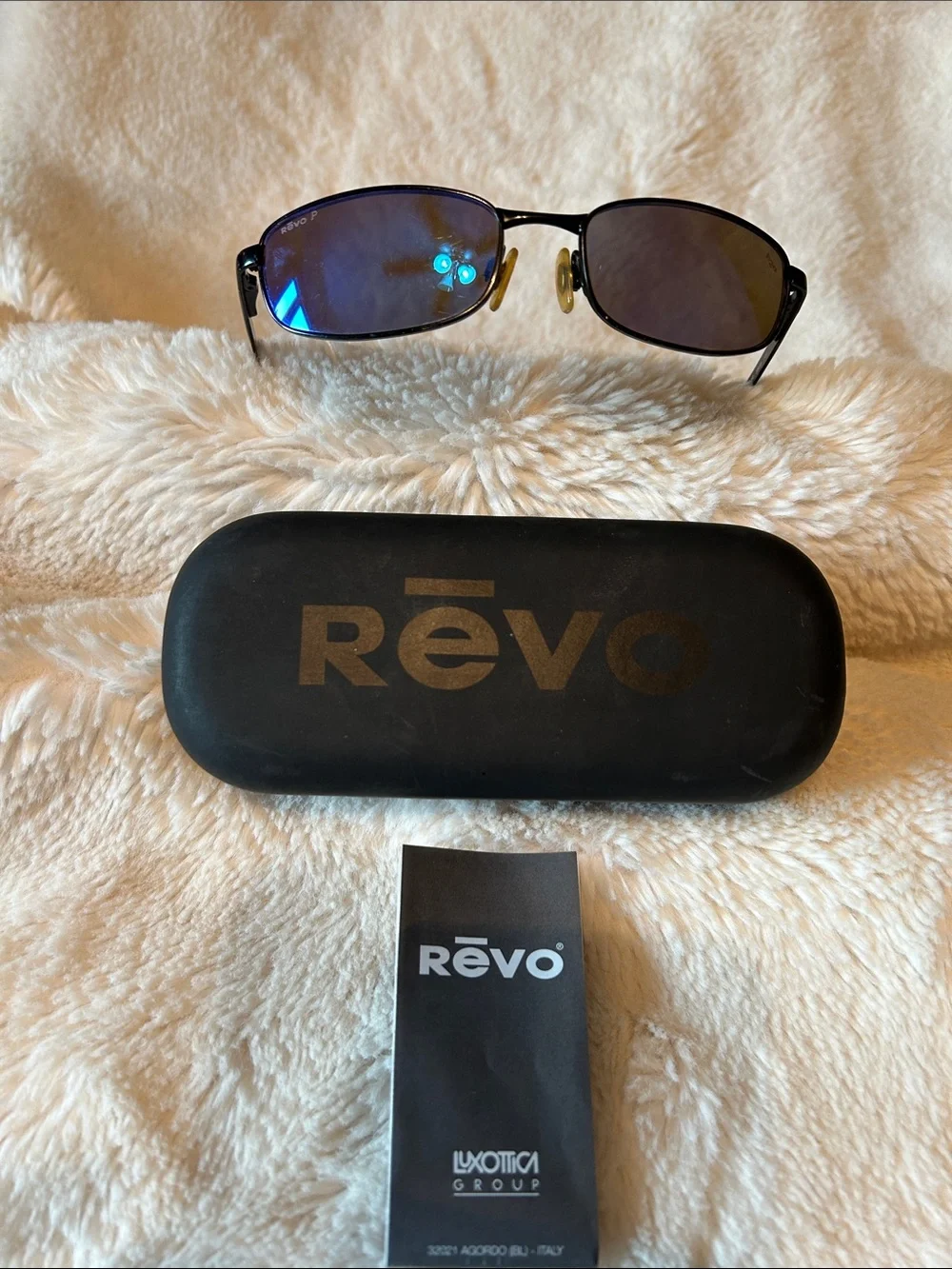 Revo Men’s Black Frame Sunglasses with Blue Mirrored Lenses